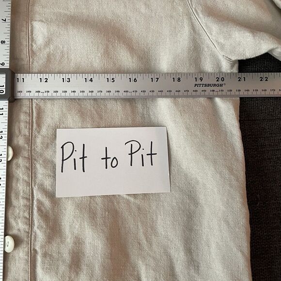 LL Bean 100% Linen Tunic Natural Oatmeal Casual Shirt Women's Petite Small - Picture 7 of 10